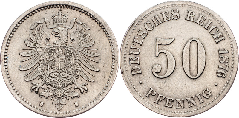Wilhelm I, 50 Pfennig 1876, H Germany, Wilhelm I, 50 Pfennig 1876, H, 2,722 g, A...