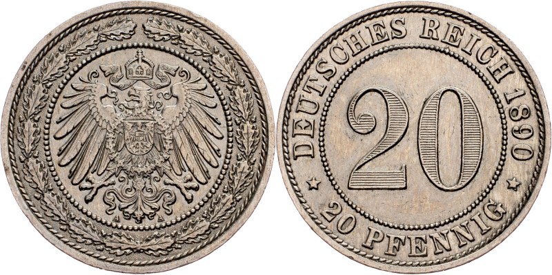 Wilhelm II, 20 Pfennig 1890, Berlin Germany, Wilhelm II, 20 Pfennig 1890, Berlin...