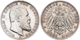 Wilhelm II, 3 Mark 1908, Stuttgart