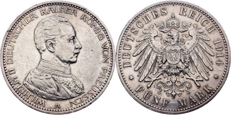 Wilhelm II, 5 Mark 1914, Berlin Germany, Wilhelm II, 5 Mark 1914, Berlin, 27,721...