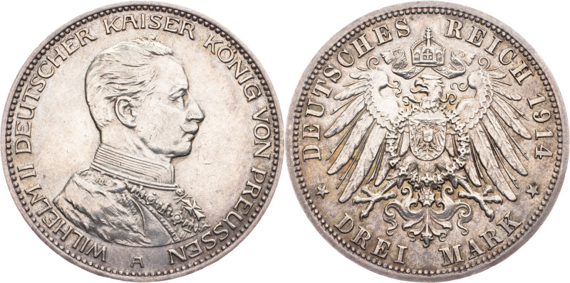 Wilhelm II, 3 Mark 1914, A Germany, Wilhelm II, 3 Mark 1914, A, 16,64 g, Ag (900...