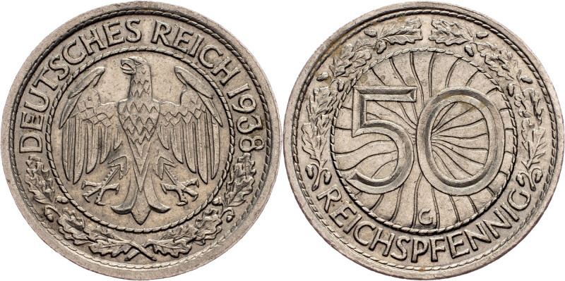 Weimar Republic, 50 Reichspfennig 1938, Karlsruhe Germany, Weimar Republic, 50 R...