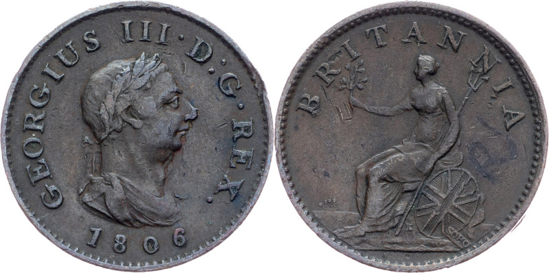 George III, 1 Farthing 1806, Handsworth Great Britain, George III, 1 Farthing 18...