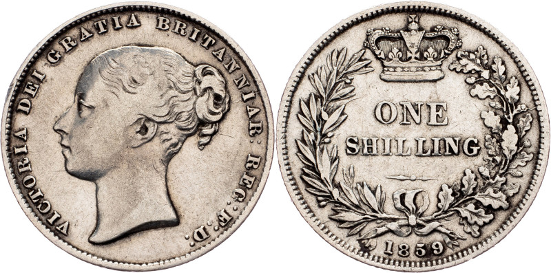 Victoria, 1 Shilling 1859, London Great Britain, Victoria, 1 Shilling 1859, Lond...