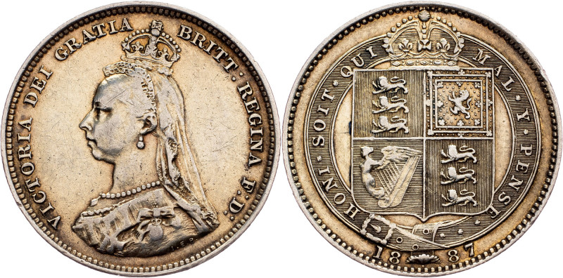 Victoria, 1 Shilling 1887 Great Britain, Victoria, 1 Shilling 1887, 5,639 g, Ag ...