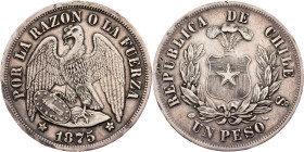 Republic, 1 Peso 1875, Santiago