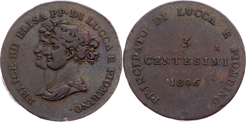 Republic of Lucca, 5 Centesimi 1806, Florence Italy, Republic of Lucca, 5 Centes...