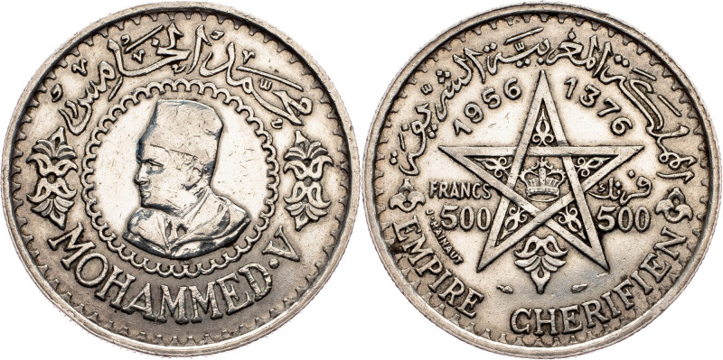 Mohammed V, 500 Francs 1376 (1956), Paris Morocco, Mohammed V, 500 Francs 1376 (...