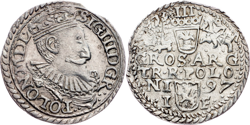 Sigismund III Vasa, Trojak 1597, Olkus Poland, Sigismund III Vasa, Trojak 1597, ...