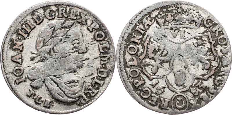 John III Sobieski, 6 Groszy 1683, Bydgoszcz Poland, John III Sobieski, 6 Groszy ...