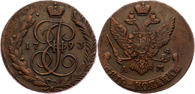 Catherine II, 5 Kopecks 1793, AM Russia, Catherine II, 5 Kopecks 1793, AM, 52,63...