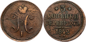 Nicholas I, 3 Kopecks 1842, EM