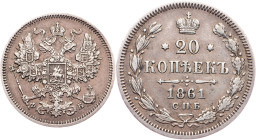 Alexander II, 20 Kopecks 1861, СПБ-ФБ