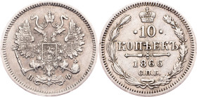 Alexander II, 10 Kopecks 1866, СПБ-НФ