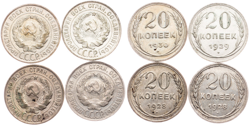 Russia, 20 Kopecks 1928, 1929, 1930 European and World Lots, Russia, 20 Kopecks ...