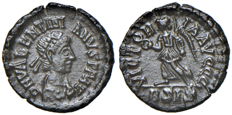 § Valentiniano II (375-392) da indentificare AE (g 0,98) Verniciata. It cannot b...