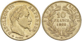 FRANCIA Napoleone III (1852-1870) 10 Franchi 1866 A - Gad. 1015 (g 3,20) AU

MB