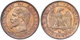 FRANCIA Napoleone III (1852-1870) 5 Centimes 1854 - KM 777.6 CU (g 5,09) R Rame rosso.

FDC