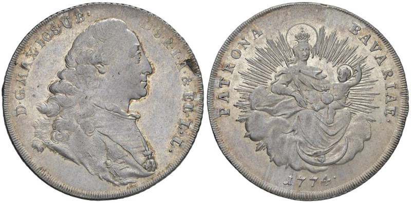 GERMANIA Baviera Massimiliano III (1745-1777) 1/2 Tallero 1774 - KM 222 AG (g 13...