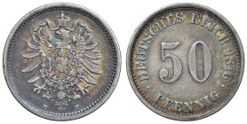 GERMANIA Guglielmo (1871-1888) 50 Pfennig 1876 E - KM 6 AG (g 2,72) 

BB