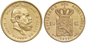 OLANDA Guglielmo III (1849-1890) 10 Gulden 1877 - KM 106 (g 6,70) AU Da montatura. 

qSPL