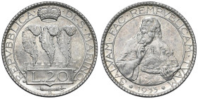 SAN MARINO Vecchia monetazione (1864-1938) 20 Lire 1933 - Gig. 4 AG (g 15,03)

FDC