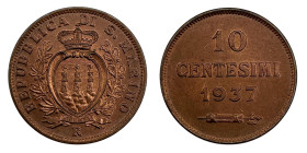 SAN MARINO Vecchia monetazione (1864-1938) 10 Centesimi 1937 - Gig. 35 CU (g 5,49)

FDC