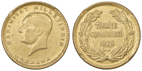 TURCHIA Repubblica (1923- ) 100 Kurush 1923/34 (1957) - KM 855 (g 7,21) AU Da montatura.

MB