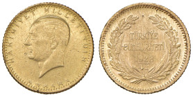 TURCHIA Repubblica (1923- ) 25 Kurush 1923/41 (1964) - KM 851 (g 1,80) AU Da montatura.

MB