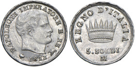 MILANO Napoleone I (1805-1814) 5 Soldi 1813 - Gig. 195 AG (g 1,25)

qFDC