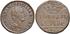 NAPOLI Ferdinando IV di Borbone (1759-1799) 10 Tornesi 1798 - Nomisma 524 CU (g 25,73) NC

SPL