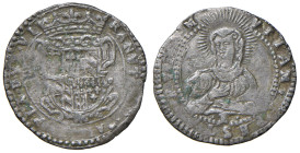 PARMA Ranuccio II Farnese (1646-1694) 5 Soldi - cfr. MIR 1044 (variante per avere il monogramma ET invece di V al R/) MI (g 2,00) Moneta molto rara co...