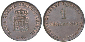 PARMA Maria Luigia d'Austria (1815-1847) Centesimo 1830 - MIR 1100; Gig. 16 CU (g 1,94) Bellissimo esemplare con zone di rame rosso

FDC