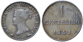 PARMA Maria Luigia d'Austria (1815-1847) Centesimo 1842 - Ibrido di fantasia ottenuto abbinando il D/ di un 5 soldi da cui è stato abraso il millesimo...