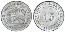 VENEZIA Governo Provvisorio (1848-1849) 15 Centesimi 1848 - Gig. 8 MI (g 1,59)

FDC