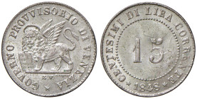 VENEZIA Governo Provvisorio (1848-1849) 15 Centesimi 1848 - Gig. 8 MI (g 1,78) Argentatura integra.

FDC