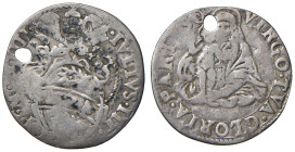 Giulio III (1550-1555) Grosso An. IV - Munt. 36b AG (g 1,23) RR Forata.

MB