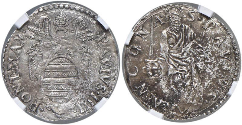 Paolo IV (1555-1559) Ancona - Giulio - Munt. 41 AG (g. 3,23) R In Slab CCG n. AA...