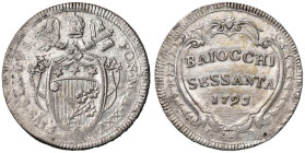 Pio VI (1775-1799) 60 Baiocchi 1795 - Munt. 59 MI (g 22,37) RR Stemma più stretto.

SPL