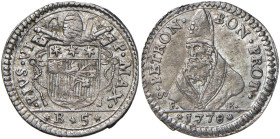 Pio VI (1775-1799) Bologna - Carlino da 5 Baiocchi 1778 - Munt. 229 AG (g 1,63) R 

SPL