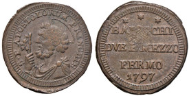 Pio VI (1775-1799) Fermo - 2 Baiocchi e mezzo 1797 - Munt. 322a CU (g 10,50) R

SPL
