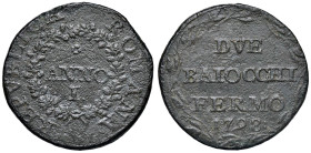 Repubblica romana (1798-1799) Fermo - 2 Baiocchi 1798 - Bruni 25 CU (g 15,07)

MB