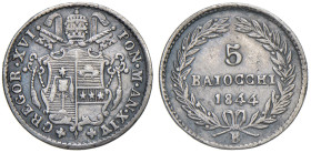 Gregorio XVI (1831-1846) Bologna - 5 Baiocchi 1844 An. XIV - MIR 33g AG (g 1,32) R 

BB