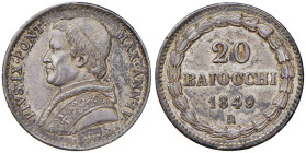 Pio IX (1846-1878) 20 Baiocchi 1849 An. IV - Munt. 14bI AG (g 5,37) RR

SPL