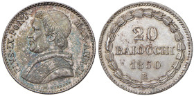 Pio IX (1846-1878) 20 Baiocchi 1850 An. IV - Munt. 14c AG (g 5,41)

qFDC