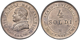 Pio IX (1846-1878) 4 Soldi o 20 Centesimi 1867 An. XXII - Munt. 58b CU/SN/ZN (g 19,57)

FDC