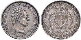 Carlo Felice (1821-1831) 50 Centesimi 1830 T - Nomisma 609 AG RR

qFDC