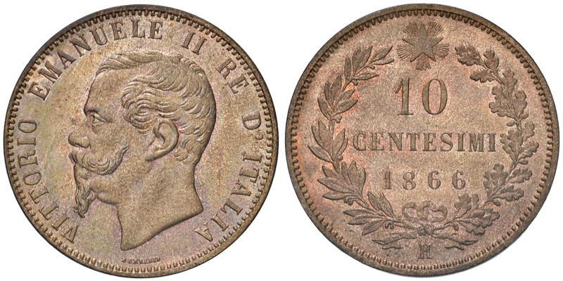 Vittorio Emanuele II (1861-1878) 10 Centesimi 1866 H ( Birmingham) - Nomisma 944...