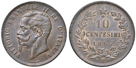 Vittorio Emanuele II (1861-1878) 10 Centesimi 1867 T - Nomisma 948 CU 

FDC