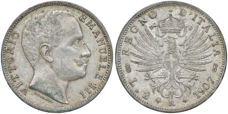 Vittorio Emanuele III (1900-1946) 2 Lire "Aquila sabauda" 1907 - Nomisma 1157 AG...